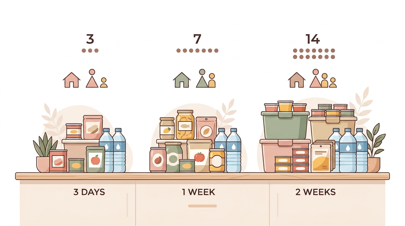 家族の人数で変わる？非常食セット、何日分備蓄が必要ですか？